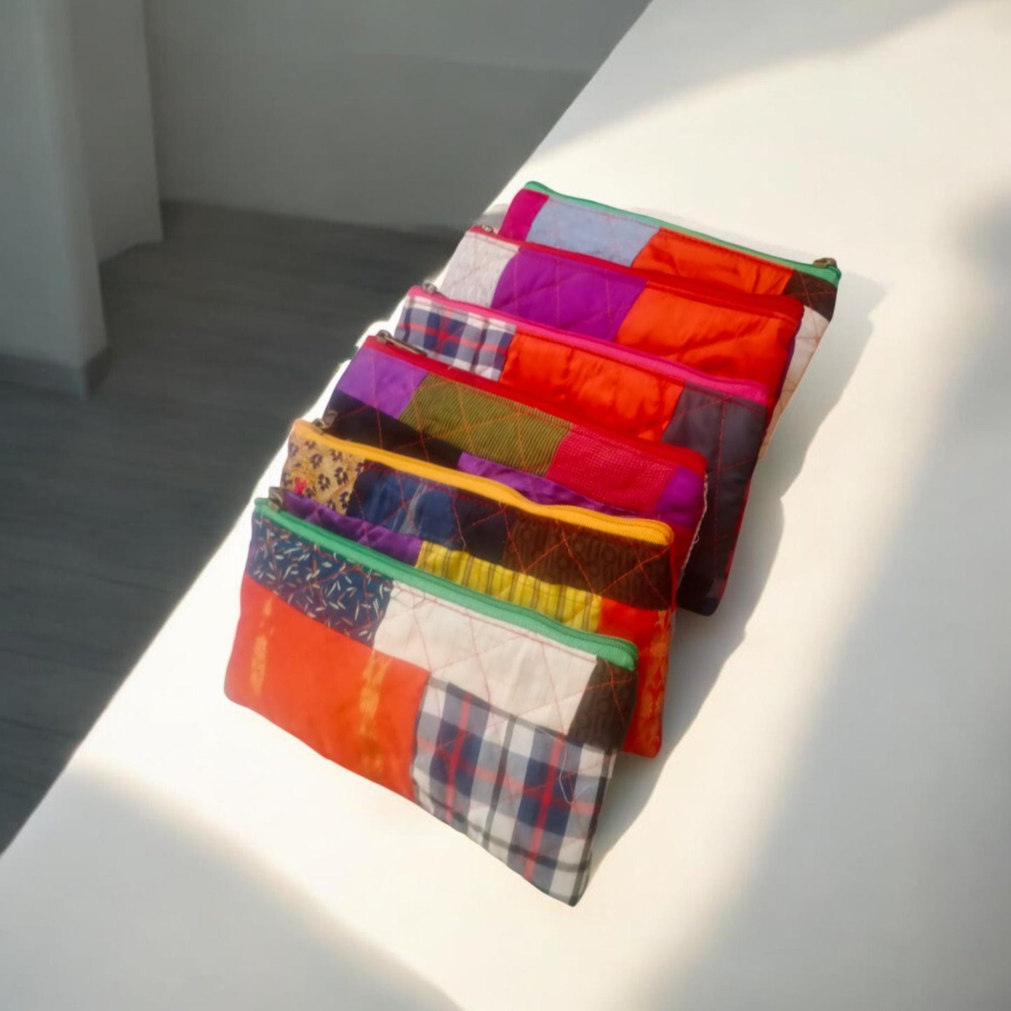 Pack of 10 Handmade Gift Pouches, Assorted bags with Zip closure, Travel and Storage Makeup Pouches, Wedding favors, Christmas