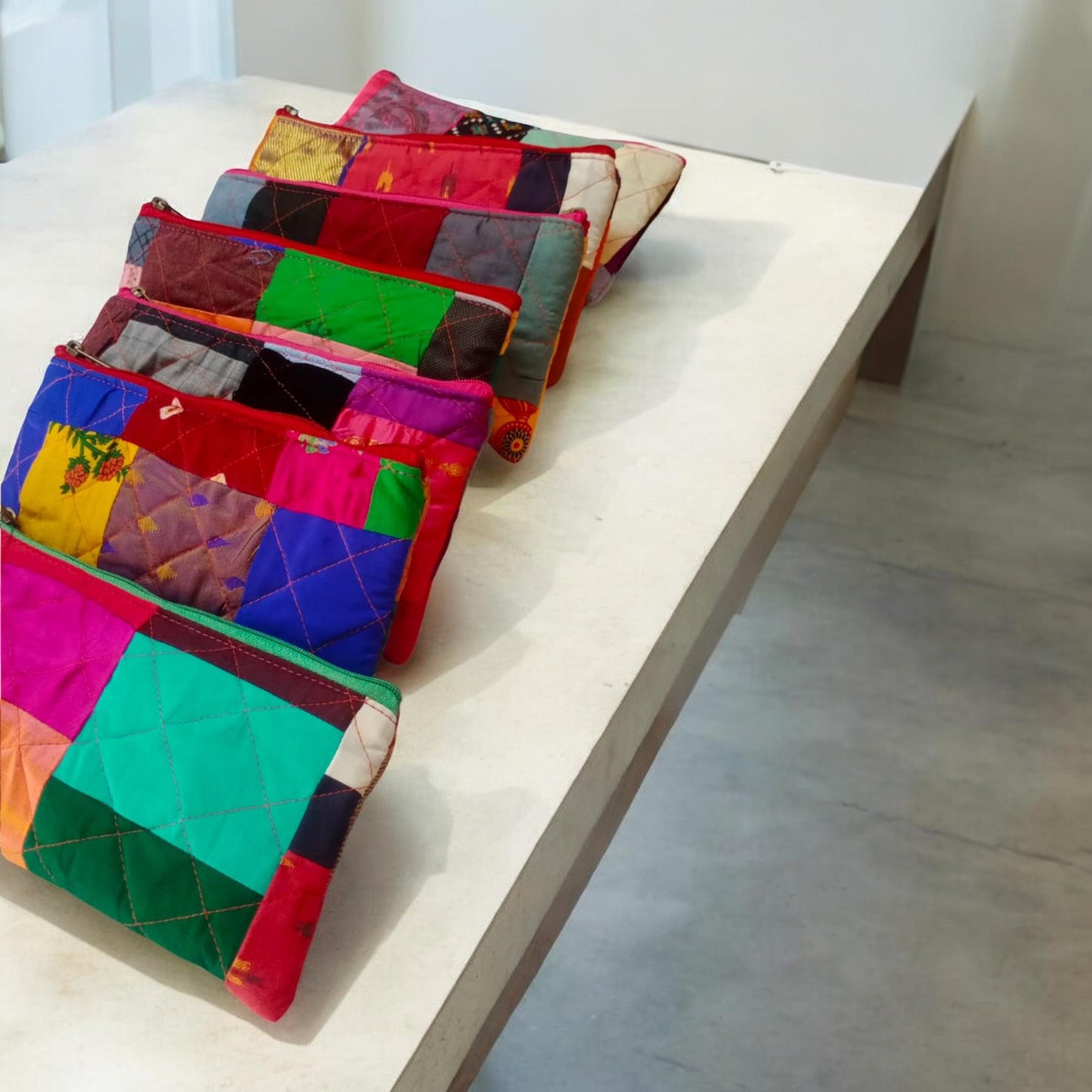 Pack of 10 Handmade Gift Pouches, Assorted bags with Zip closure, Travel and Storage Makeup Pouches, Wedding favors, Christmas