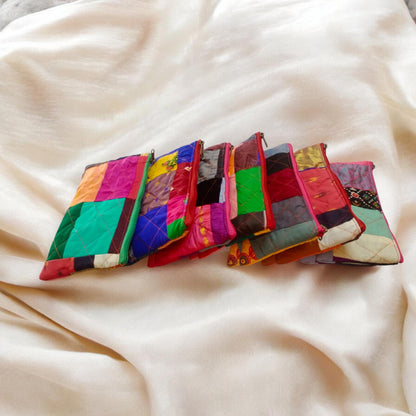 Pack of 10 Handmade Gift Pouches, Assorted bags with Zip closure, Travel and Storage Makeup Pouches, Wedding favors, Christmas