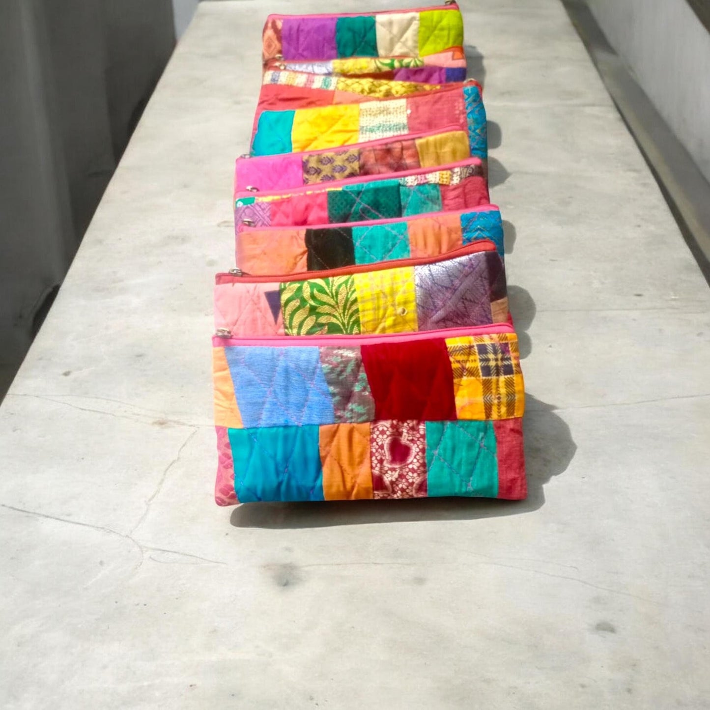 Pack of 10 Handmade Gift Pouches, Assorted bags with Zip closure, Travel and Storage Makeup Pouches, Wedding favors, Christmas