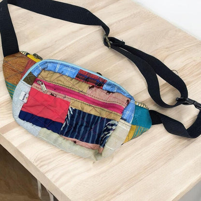Boho Patchwork Fanny Pack | Handmade Colorful Belt Bag | Quilted Bum Bag with Zipper Pockets | Sustainable Crossbody Sling | Unisex