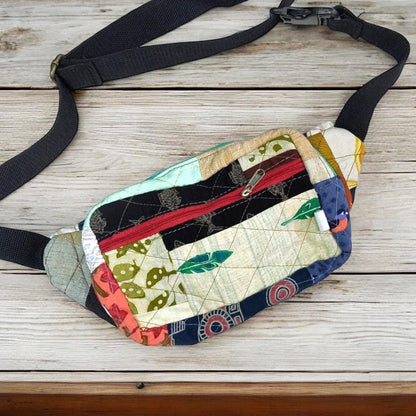 Boho Patchwork Fanny Pack | Handmade Colorful Belt Bag | Quilted Bum Bag with Zipper Pockets | Sustainable Crossbody Sling | Unisex