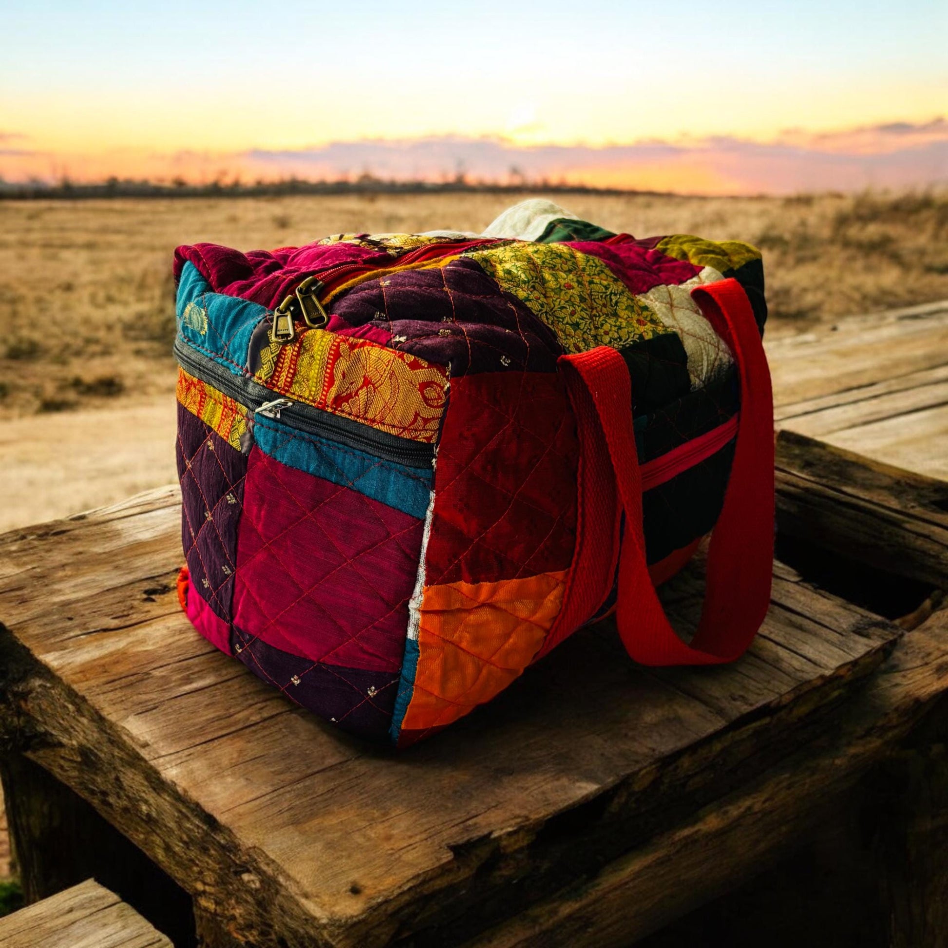 Boho Chic Quilted Duffel Bag