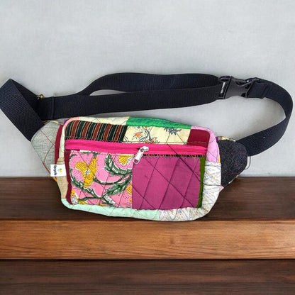 Boho Patchwork Fanny Pack | Handmade Colorful Belt Bag | Quilted Bum Bag with Zipper Pockets | Sustainable Crossbody Sling | Unisex
