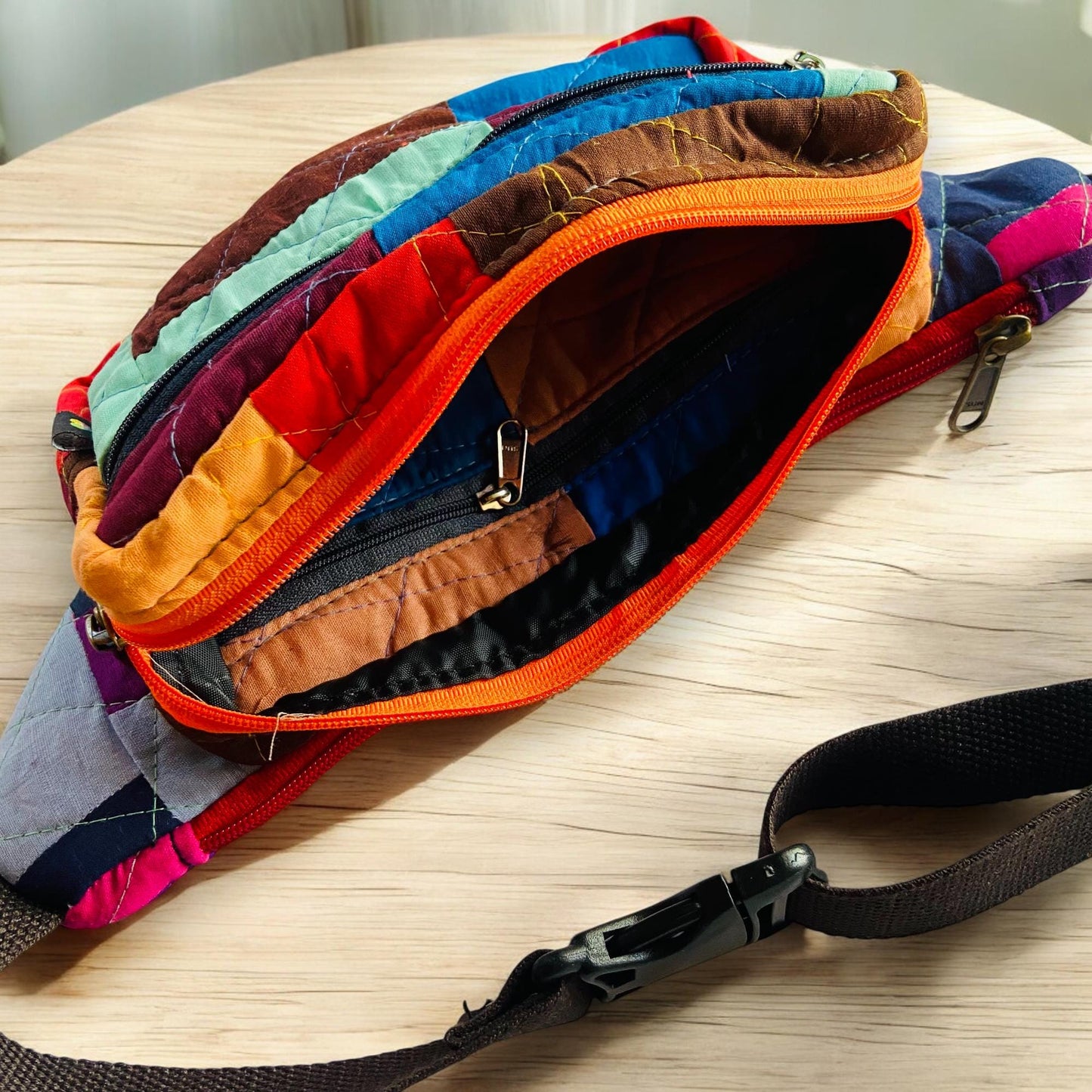 Boho Patchwork Fanny Pack | Handmade Colorful Belt Bag | Quilted Bum Bag with Zipper Pockets | Sustainable Crossbody Sling | Unisex
