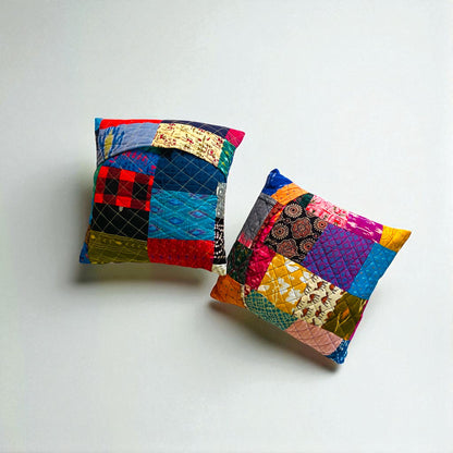 Handmade Quilted Patchwork Cushion Cover: Boho Throw Pillow Case
