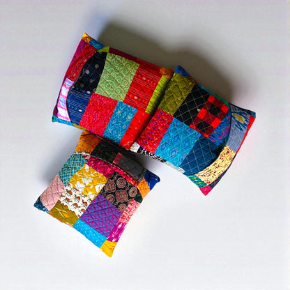 Handmade Quilted Patchwork Cushion Cover: Boho Throw Pillow Case