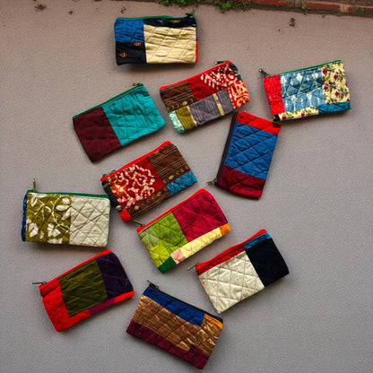 Pack of 10 Handmade Gift Pouches, Assorted bags with Zip closure, Travel and Storage Makeup Pouches, Wedding favors, Christmas