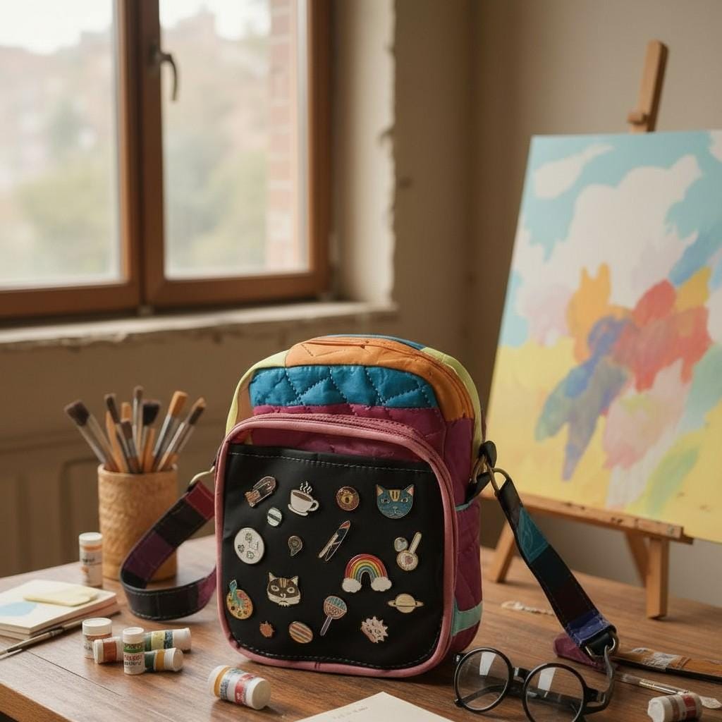 Ita bag- Sling Crossbody Quilted Anime Pin Display Bag Soft handle