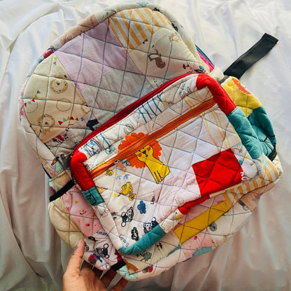 Memory Backpack with Name - Made from Precious Kids Clothes Baby Memories - Upcyclie made by women, patchwork quilted