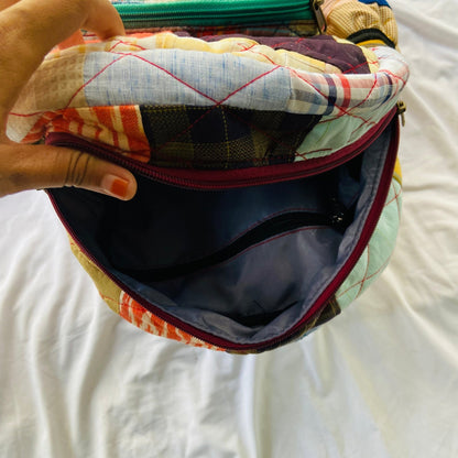 Personalised Kids Backpack with Name and Image for School Birthday Return Gifts - Upcyclie made by women, patchwork quilted