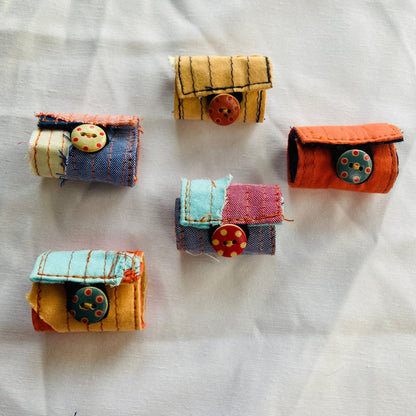 Zero - waste Cord Holders - Wire Organisers - Assorted - Pack of 3, 5, 10 - Upcyclie made by women, patchwork quilted