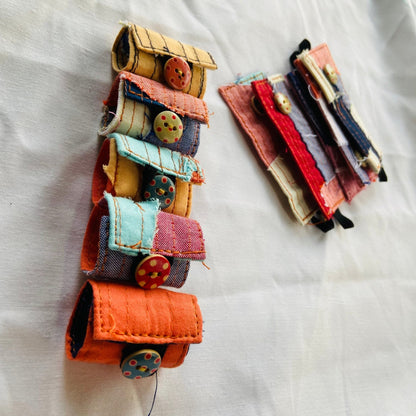 Zero - waste Cord Holders - Wire Organisers - Assorted - Pack of 3, 5, 10 - Upcyclie made by women, patchwork quilted