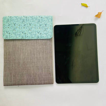 Eco-friendly iPad cover and Tablet Sleeve- Grey with Geometry