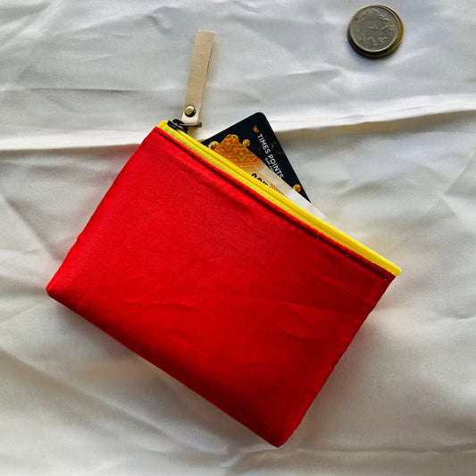 Small Zipper Pouches- Mini Wallets- Red with Yellow