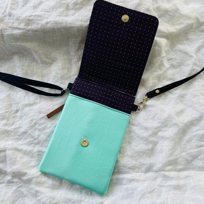 Mobile Sling Bag - Light Green with Purple Cross