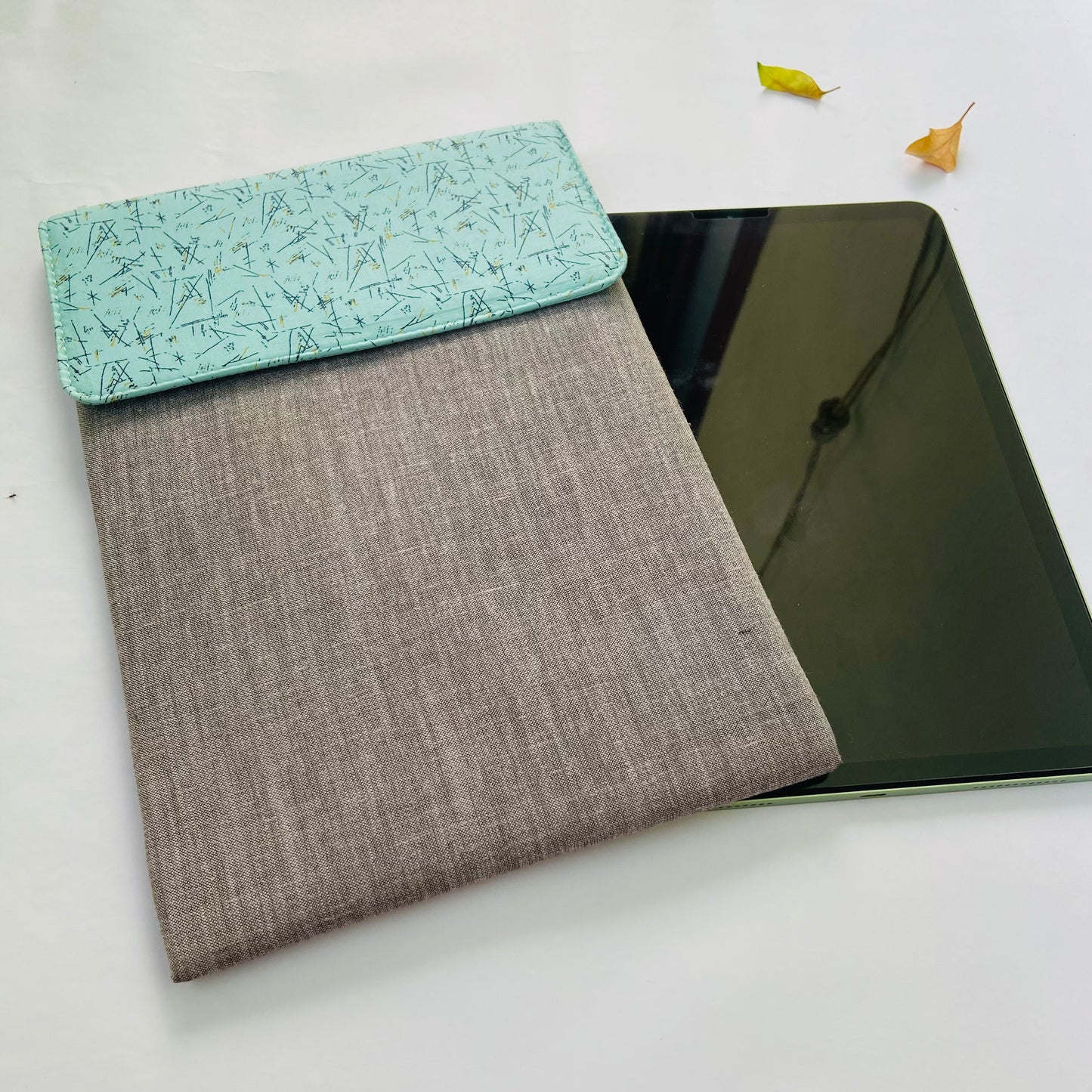 Eco-friendly iPad cover and Tablet Sleeve- Grey with Geometry