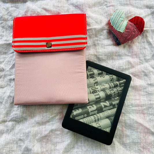 Kindle Cover-Fits all Kindle Paperwhite Gen 1 to 11, Kindle Oasis, Amazon Fire Tab- Light Violet with Red and Grey stripes